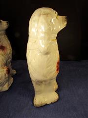 ANTIQUE PAIR OF 19TH CENTURY STAFFORDSHIRE WHITE & RED SPANIELS 13